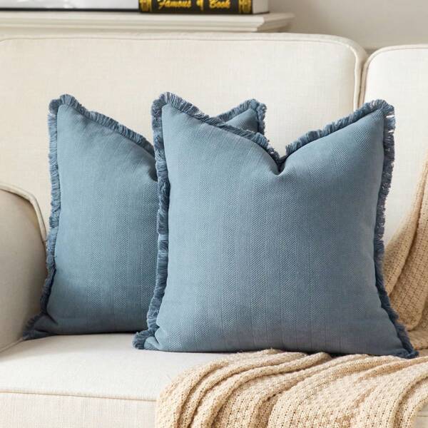 1pc Chenille Tassel Decorative Throw Pillow Cover, Minimalist & Practical Multifunctional