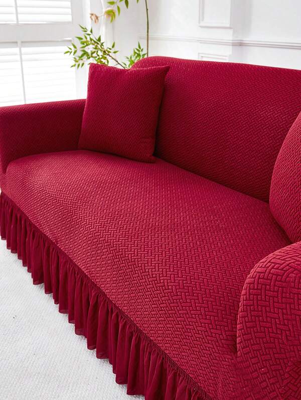 1pc Jacquard Sofa Cover Thick Short Plush Elastic Anti-Slip Sofa Slipcover 4-Season Use Pet Stain Resistant Detachable Sofa Cushions Protection Machine Washable Suitable For Living Room Bedroom Outdoor L-Shaped Recliner 1/2/3/4 Seater Sofas