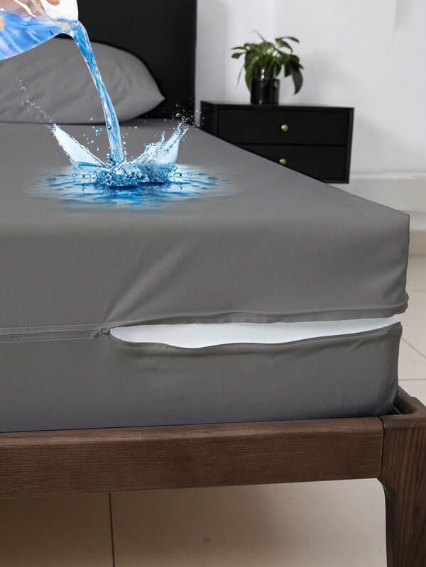 1pc Safest 100% Waterproof 6-Sided Zippered Mattress Protector - Fits 9-12 Inches Deep Mattress, Breathable & Noiseless, Washable Mattress Encasement, Low Allergenicity, High Quality Zippered Mattress Cover