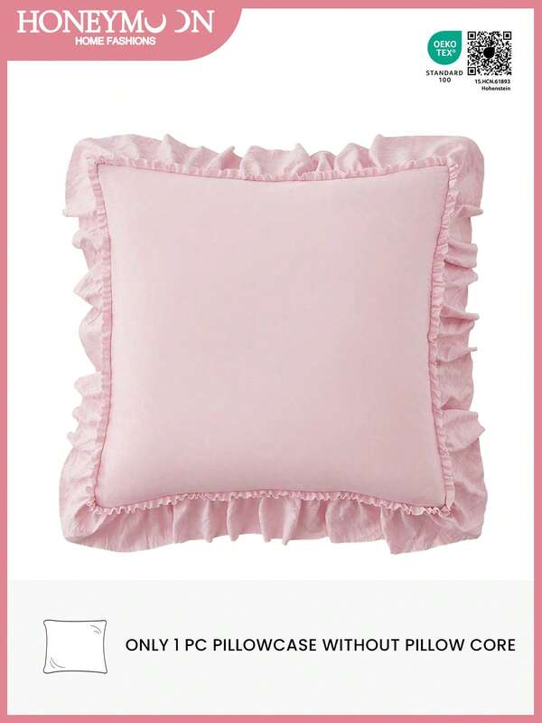 1pc Romantic French Ruffle Quilted Envelope Pillow Cover (Pillow Insert Not Included), Exquisite Romantic Decorative Pillow Sham For Bedroom/Dorm/Sofa/Lounge Chair, Gift For Loved Ones, Oeko-Tex Certified