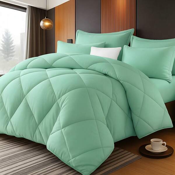 KTABEDDING 2/3PCS Minimalist Luxurious Diamond Grid Large Size Comforter Soft Microfiber Breathable Easy Care For All Seasons Bedding Set With Down Altemative Comforter And Pillowcases Large Size Bedroom Decor And Accessories Many Colors Available